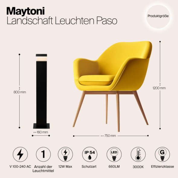 Садово-парковый светильник Maytoni Paso O595FL-L12B3K