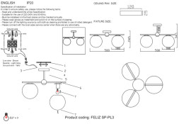 Люстра на штанге Crystal Lux FELIZ FELIZ SP-PL3 BRONZE/WHITE