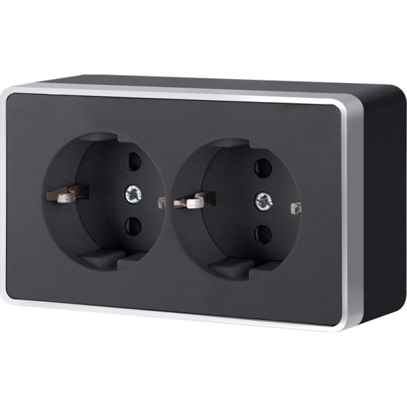 Розетка Werkel Gallant W5072134 черный с серебром