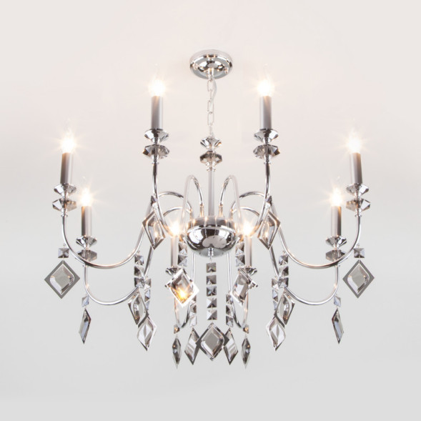 Подвесная люстра Eurosvet Telao 10120/8 хром/дымчатый хрусталь Strotskis Smart (10110/8)