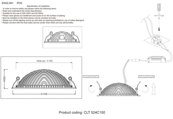 Встраиваемый точечный светильник Crystal Lux CLT 524 CLT 524C150 WH