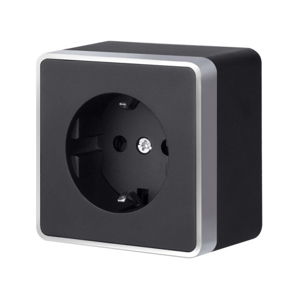Розетка Werkel Gallant W5071034 черный с серебром