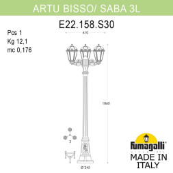 Садово-парковый светильник Fumagalli K22.158.S30.VXF1R SABA