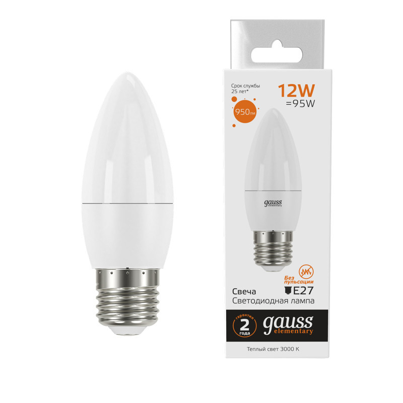 Светодиодная лампа Gauss 30212 12W 220V 950lm E27 белый (теплый)