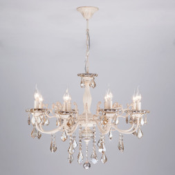 Подвесная люстра Eurosvet Elisha 3281/8 белый с золотом/тонированный хрусталь Strot