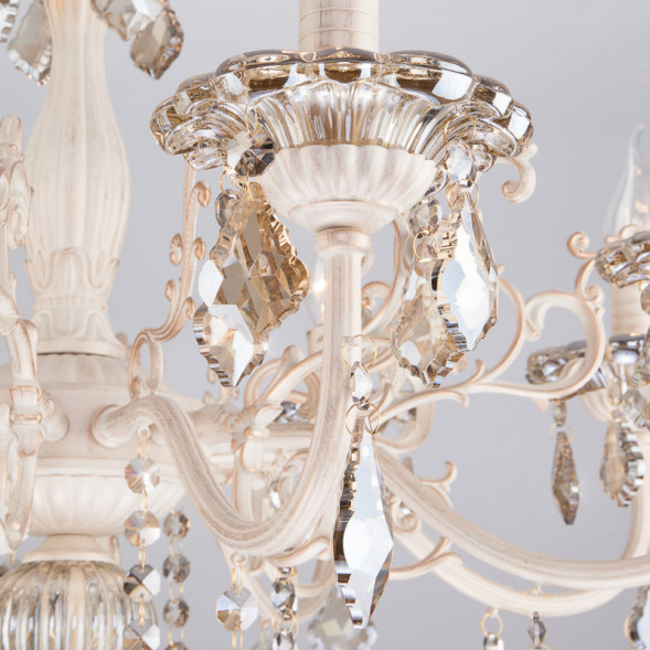 Подвесная люстра Eurosvet Elisha 3281/8 белый с золотом/тонированный хрусталь Strot