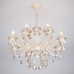 Подвесная люстра Eurosvet Elisha 3281/8 белый с золотом/тонированный хрусталь Strot