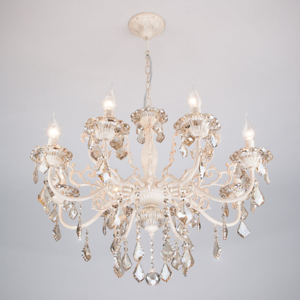 Подвесная люстра Eurosvet Elisha 3281/8 белый с золотом/тонированный хрусталь Strot