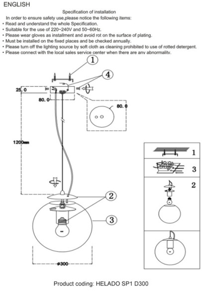 Подвесной светильник Crystal Lux HELADO HELADO SP1 D300 GOLD