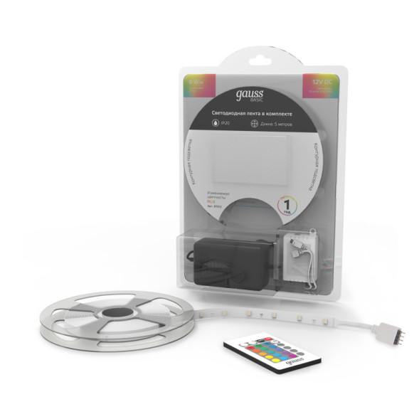 Лента Gauss Basic LED 5050/30 BT012 30W 12V 390lm RGB IP20