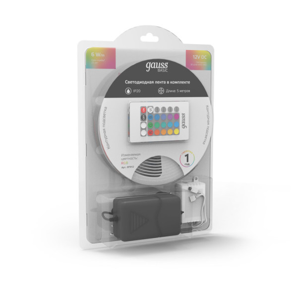 Лента Gauss Basic LED 5050/30 BT012 30W 12V 390lm RGB IP20