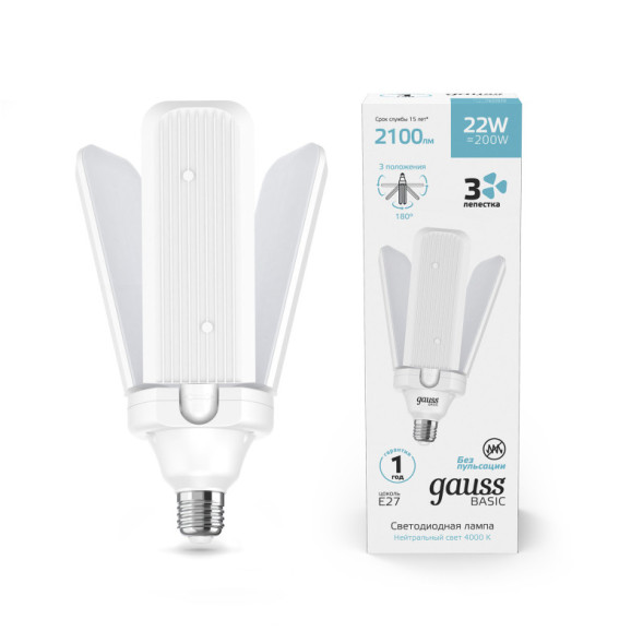 Светодиодная лампа Gauss 11732222 22W 220V 2100lm E27 белый (дневной)