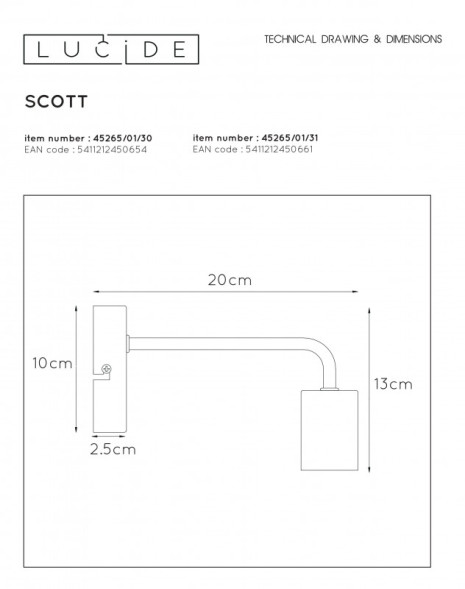 Бра LUCIDE Scott 45265/01/31