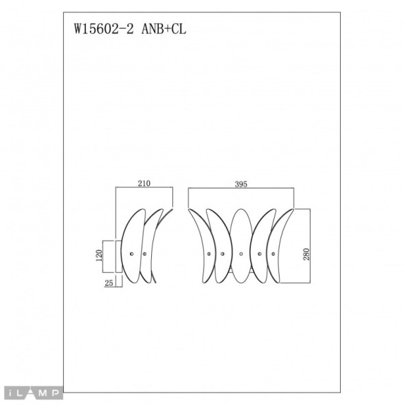 Бра iLamp GRAMERCY W15602-2 ANB+CL