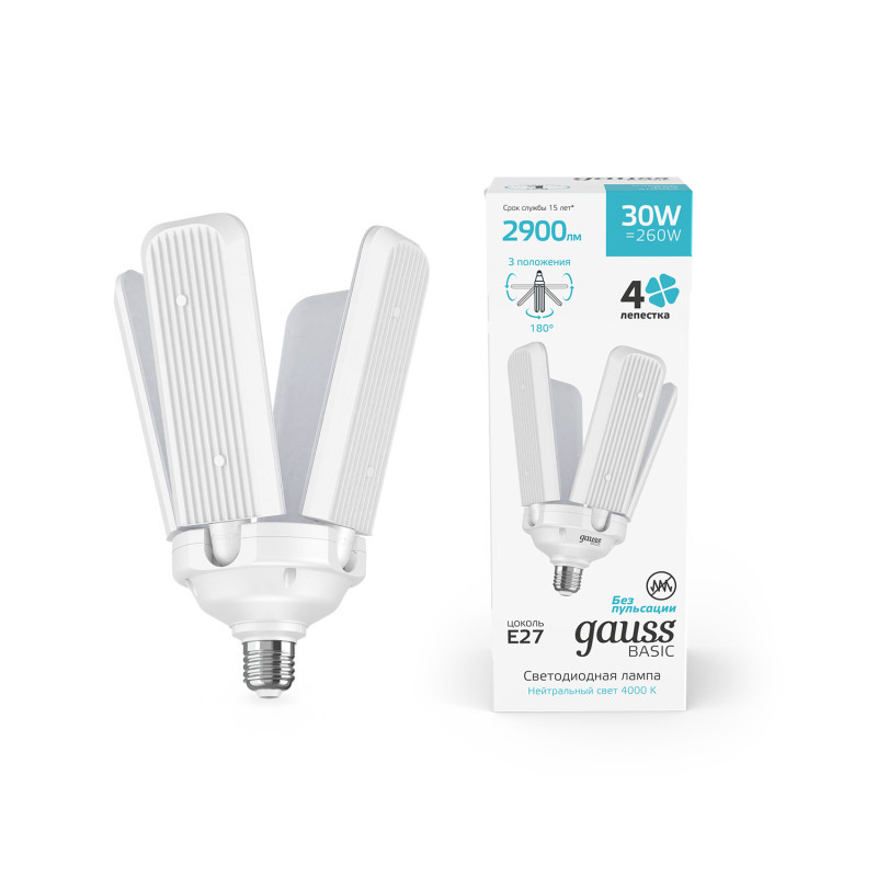 Светодиодная лампа Gauss 11732232 30W 220V 2900lm E27 белый (дневной)