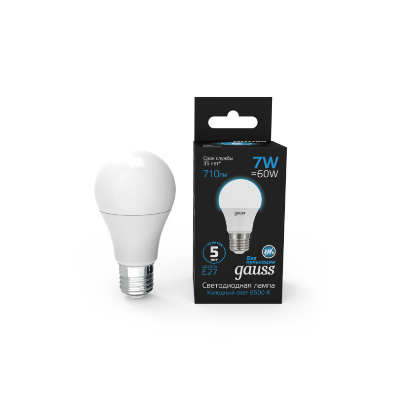 Светодиодная лампа Gauss 102502307 7W 220V 710lm E27 белый (холодный)