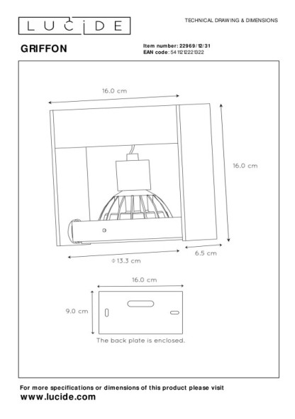 Спот LUCIDE GRIFFON 22969/12/31