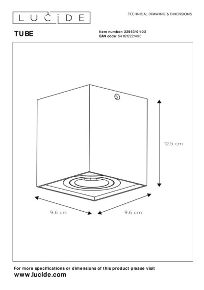 Накладной точечный светильник LUCIDE TUBE 22953/01/02
