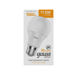 Светодиодная лампа Gauss Шарик 1023212 11.5W 220V 1060lm E27 белый (теплый)