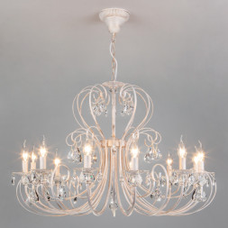 Подвесная люстра Eurosvet ALDA 3305/12 белый с золотом/прозрачный хрусталь Strots