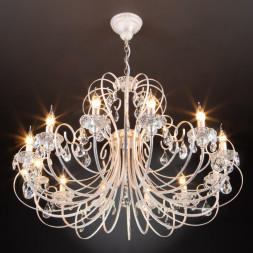 Подвесная люстра Eurosvet ALDA 3305/12 белый с золотом/прозрачный хрусталь Strots