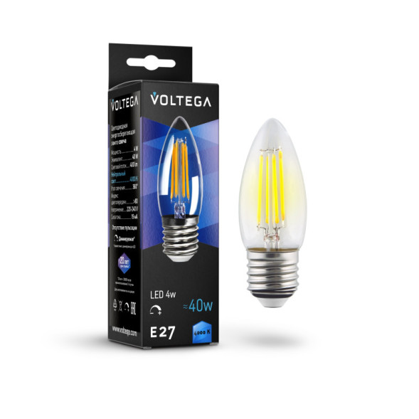 Светодиодная лампа Voltega Candle dim 8463 5W 220V 400lm E27 белый (дневной)