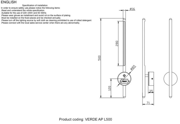 Бра Crystal Lux VERDE VERDE AP L500 GOLD