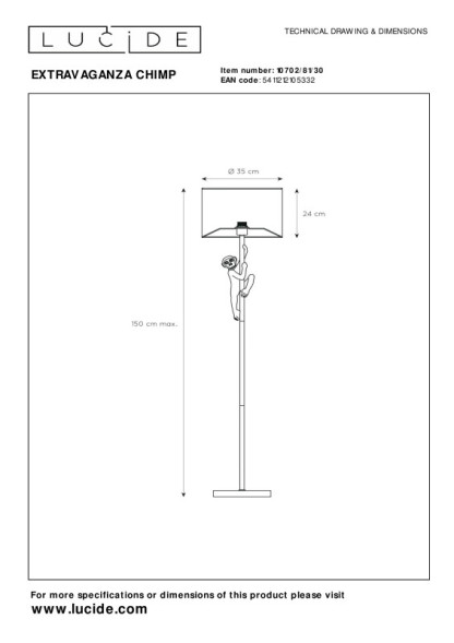 Детский торшер LUCIDE EXTRAVAGANZA CHIMP 10702/81/30