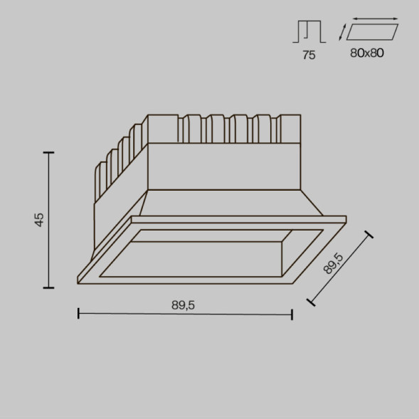 Точечный влагозащищенный светильник Maytoni Technical Okno DL056-8W3-4-6K-B