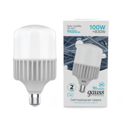 Светодиодная лампа Gauss 63420 100W 220V 9500lm E40 белый (дневной)