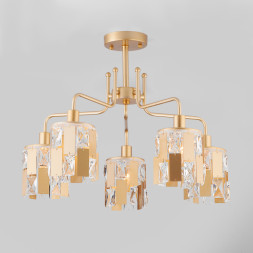 Люстра на штанге Eurosvet Scoppio 10101/5 перламутровое золото/прозрачный хрусталь Strotskis