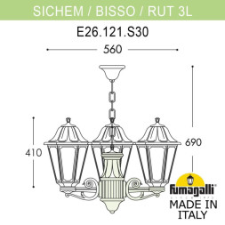 Подвесной уличный светильник Fumagalli E26.120.S30.AYF1R RUT