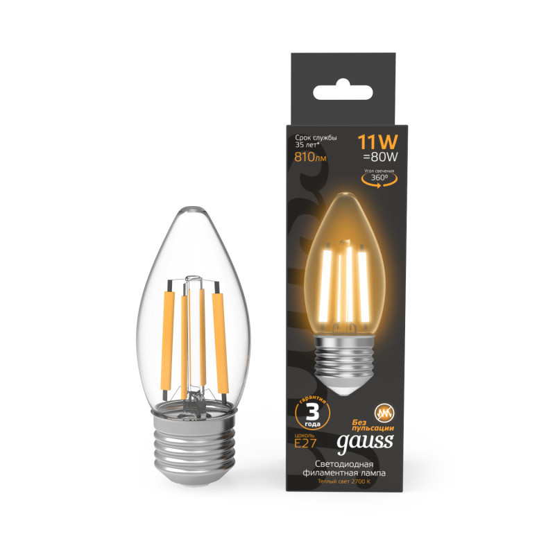 Светодиодная лампа Gauss 103802111 11W 220V 810lm E27 белый (теплый)