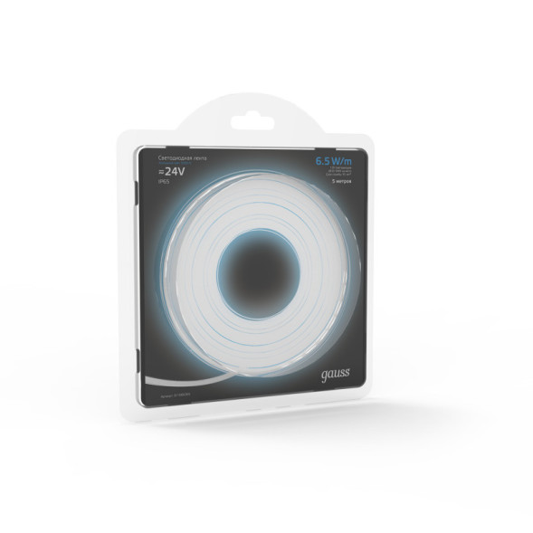 Лента Gauss LED 2835/120-SMD 311000265 6.5W 24V 3000lm белый (холодный) IP65