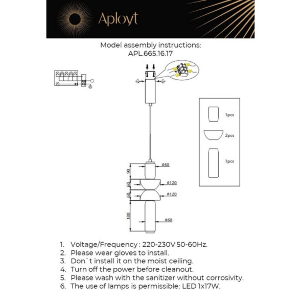 Подвесной светильник APLOYT APL.665.16.17 Elin