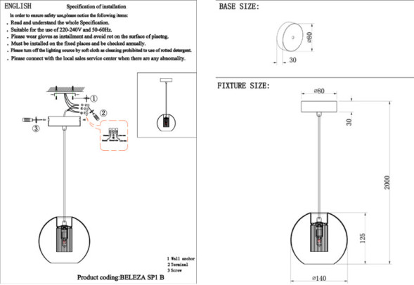 Подвесной светильник Crystal Lux BELEZA BELEZA SP1 B CHROME