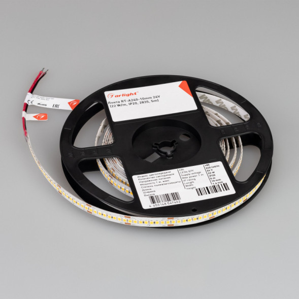 Лента Arlight RT-A240-10mm 2835 038741 110W 24V 2900lm белый (холодный) IP20