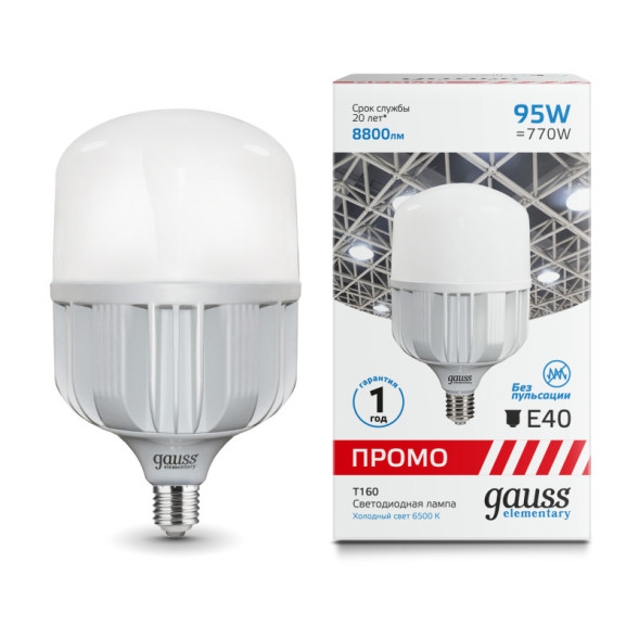 Светодиодная лампа Gauss 60430 95W 220V 8800lm E40 белый (холодный)