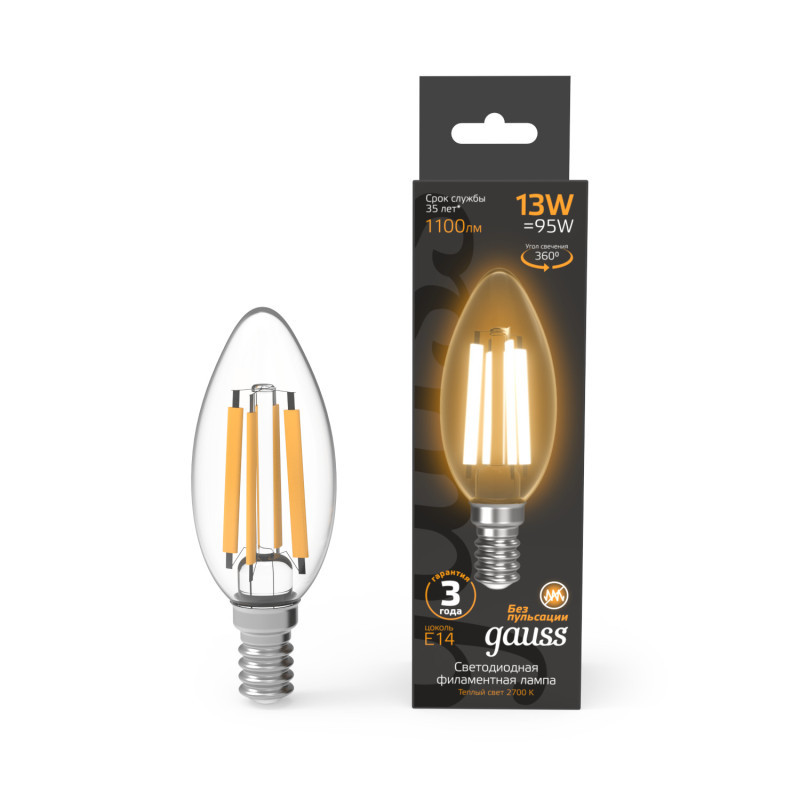 Светодиодная лампа Gauss 103801113 13W 220V 1100lm E14 белый (теплый)
