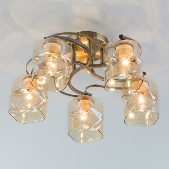 Люстра на штанге Eurosvet Brice 30158/5 античная бронза