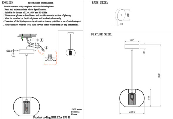Подвесной светильник Crystal Lux BELEZA BELEZA SP1 E CHROME