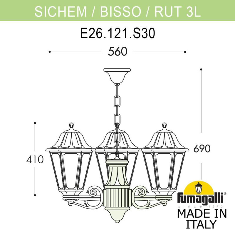Подвесной уличный светильник Fumagalli E26.120.S30.BYF1R RUT