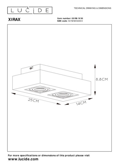 Потолочный светильник LUCIDE Xirax 09119/11/30