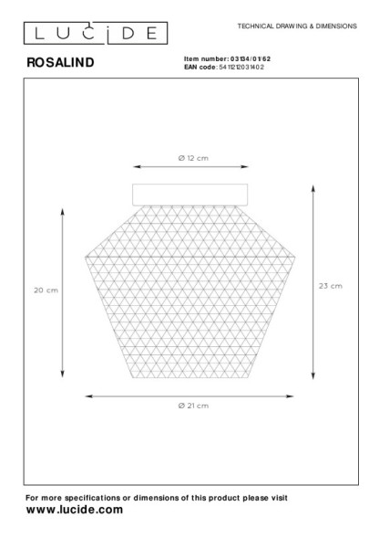 Потолочный светильник LUCIDE ROSALIND 03134/01/62