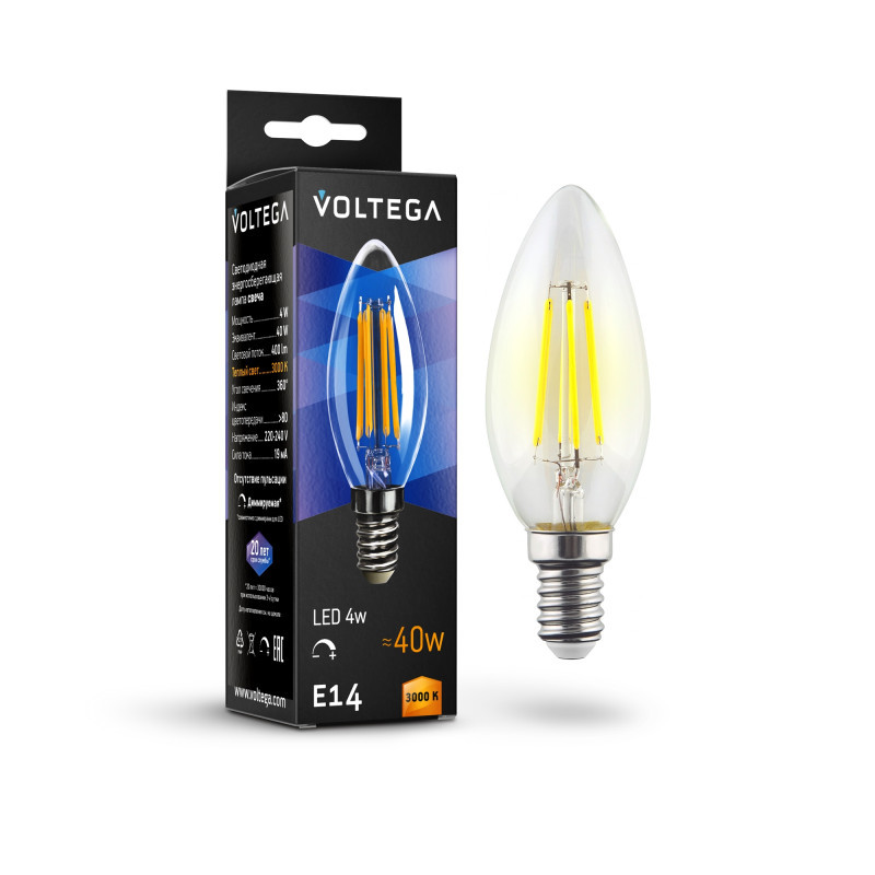 Светодиодная лампа Voltega Candle dim 8460 5W 220V 400lm E14 белый (теплый)