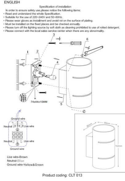 Бра Crystal Lux CLT 013 CLT 013 WH