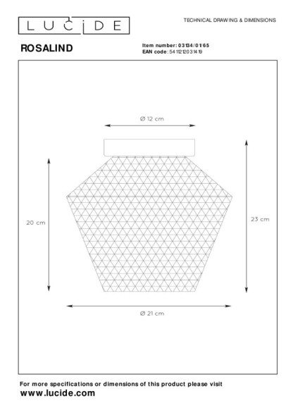 Потолочный светильник LUCIDE ROSALIND 03134/01/65