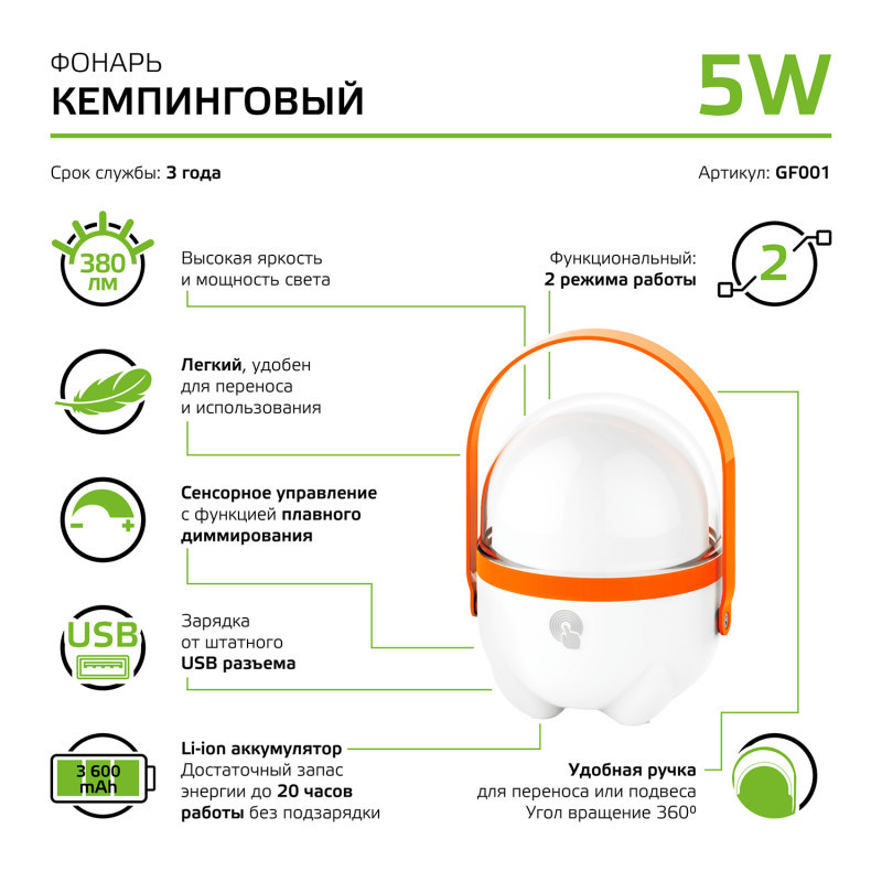 Фонарь Gauss GFL GF001