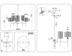 Люстра на штанге Ambrella Light LH72381 HIGH LIGHT