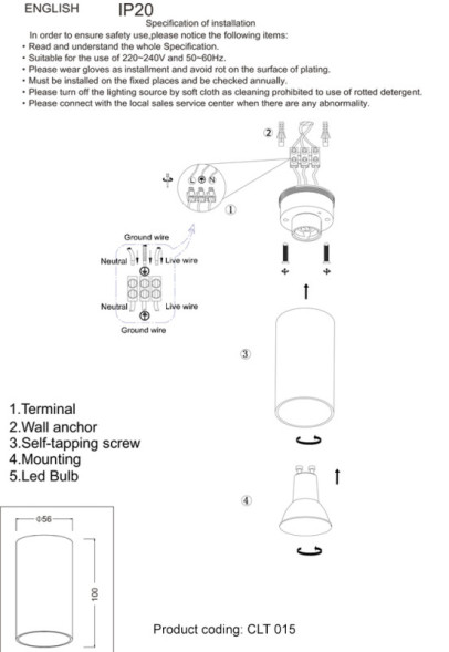 Накладной точечный светильник Crystal Lux CLT 015 CLT 015C BL